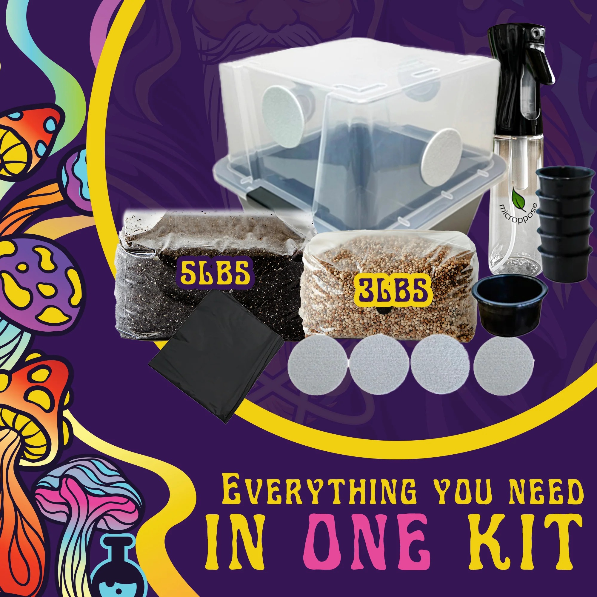 Medium Beginners grow kit with monotub (Spores Not Included)